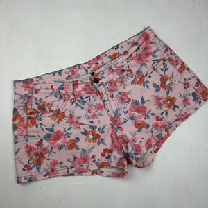 Pink floral low rise denim mini short (M/L)