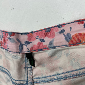 Pink floral low rise denim mini short (M/L)