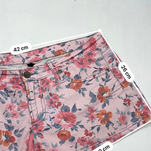 Pink floral low rise denim mini short (M/L)