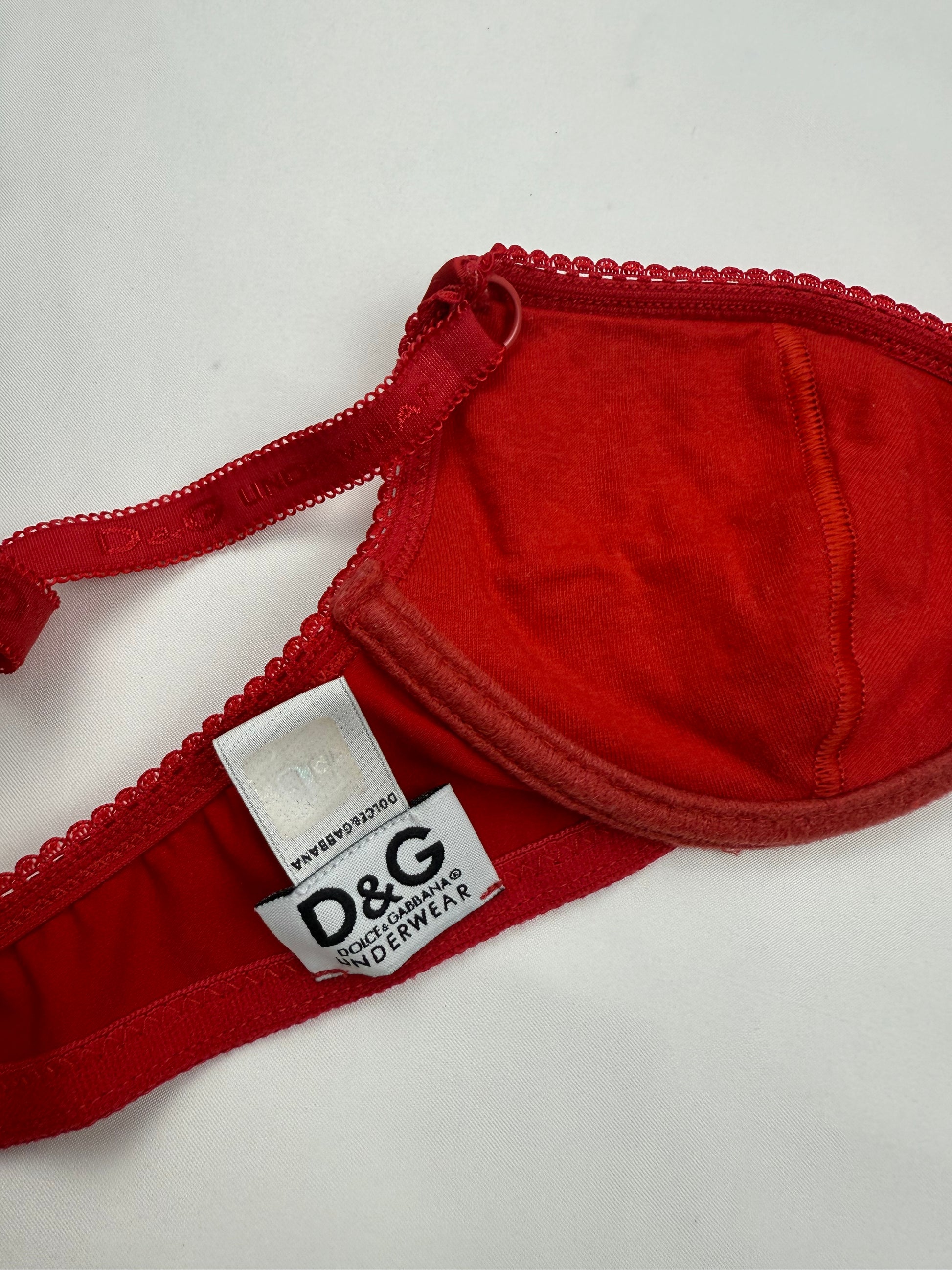 Red silky rhinestones bra