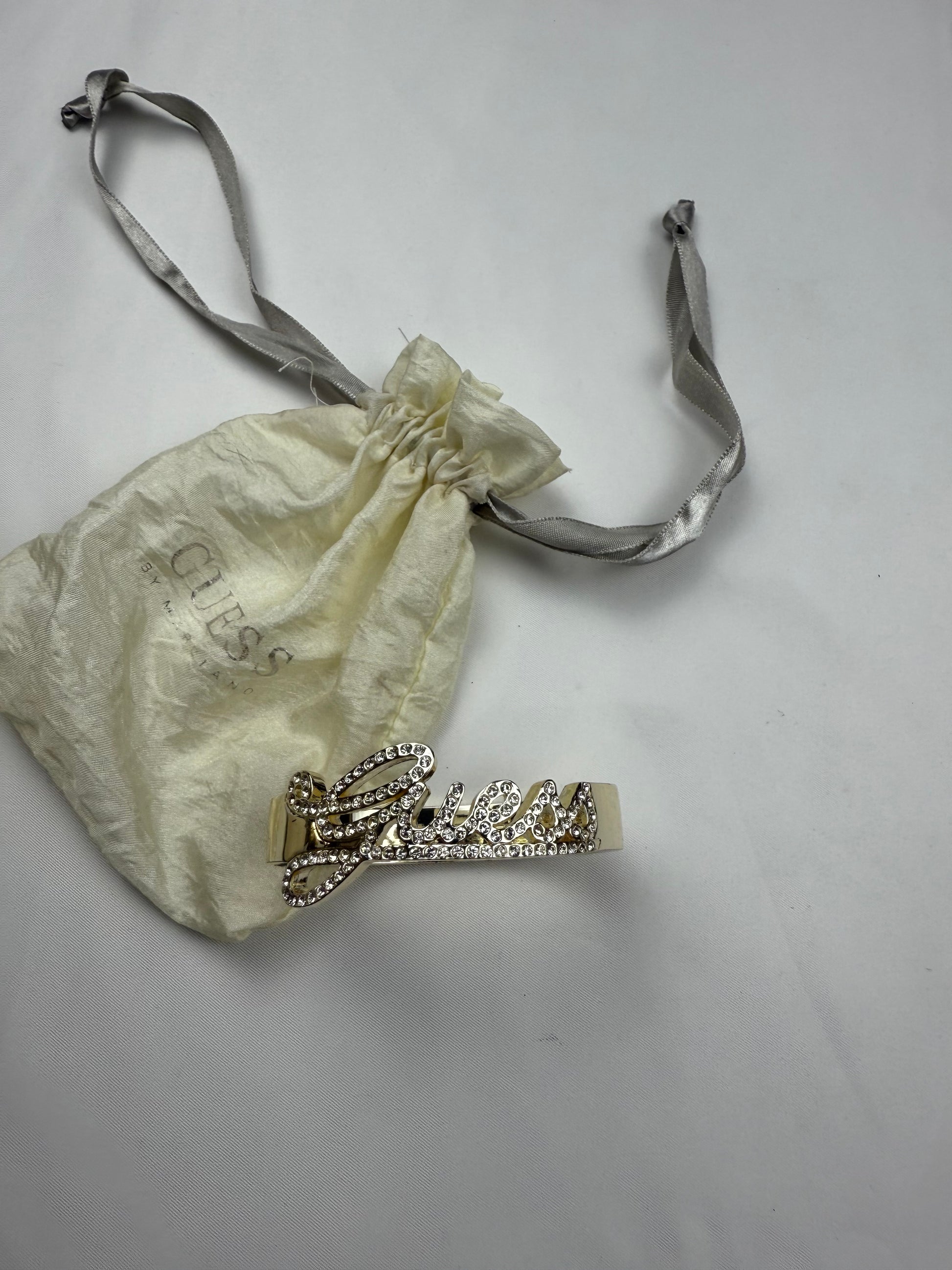 Gold rhinestones inox bangle bracelet