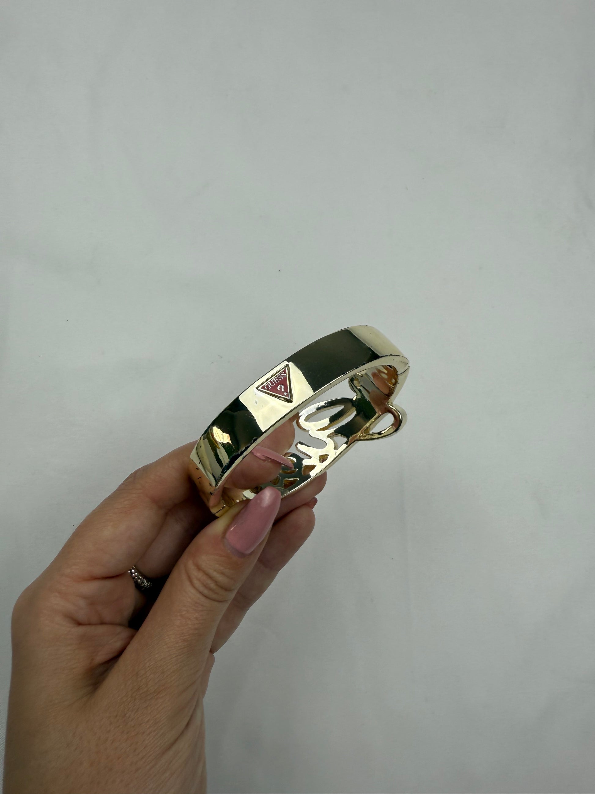 Gold rhinestones inox bangle bracelet