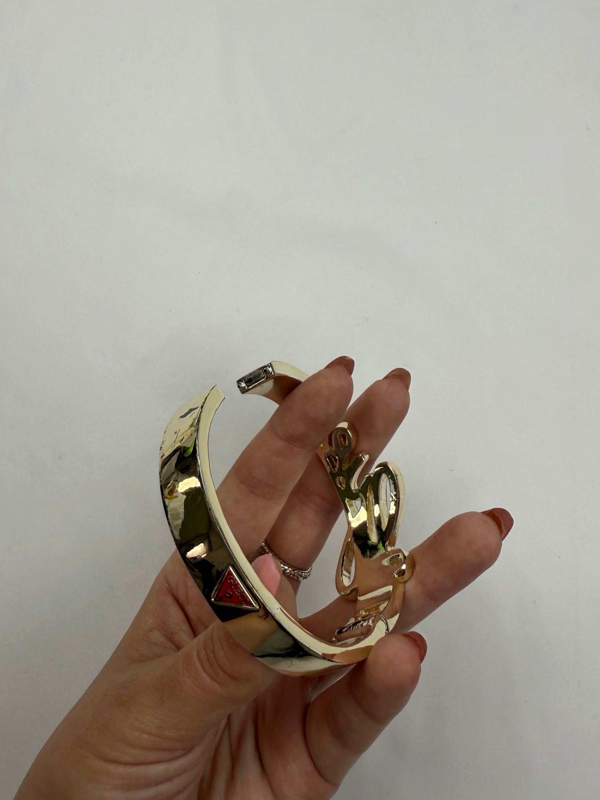Gold rhinestones inox bangle bracelet