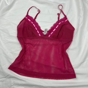 Pink mesh bow cami top (M)