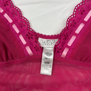 Pink mesh bow cami top (M)