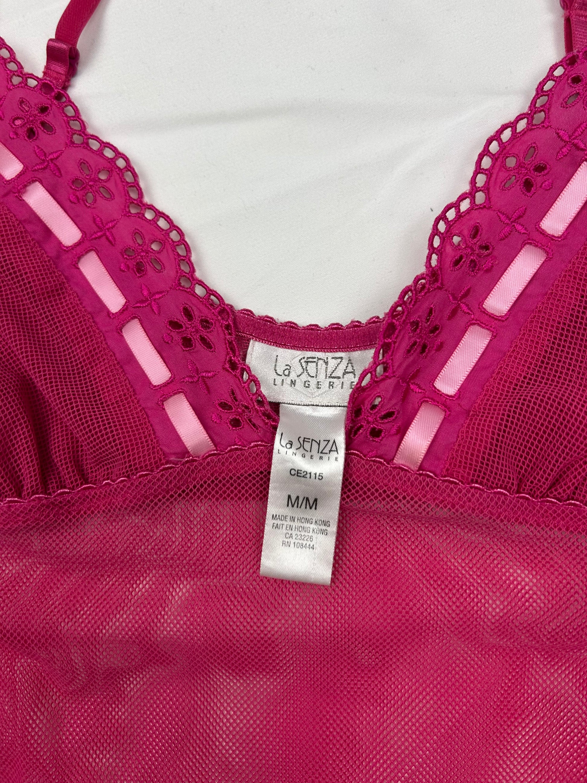 Pink mesh bow cami top (M)