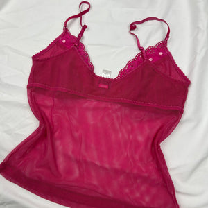 Pink mesh bow cami top (M)
