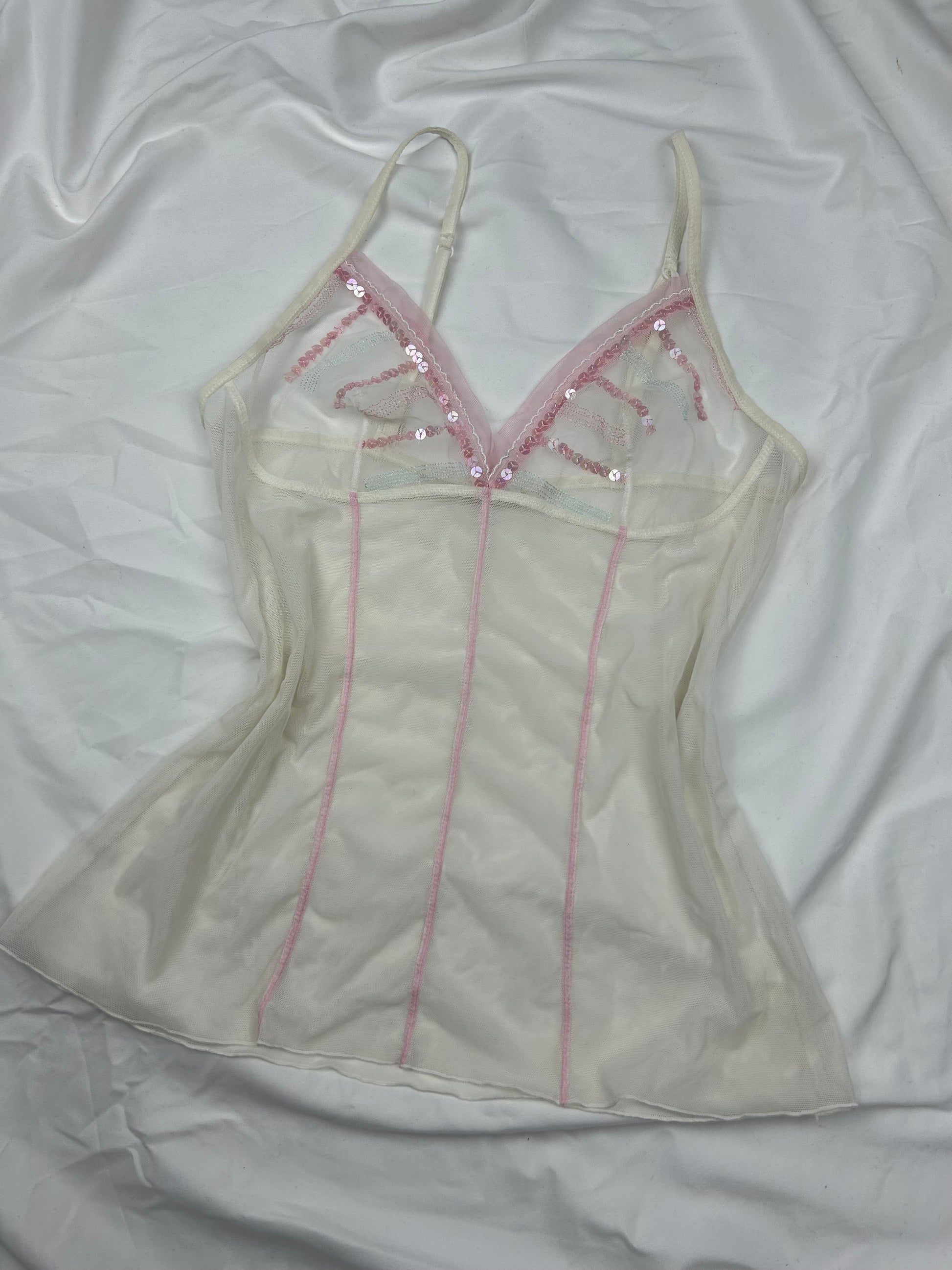 White mesh sequins cami top (M)