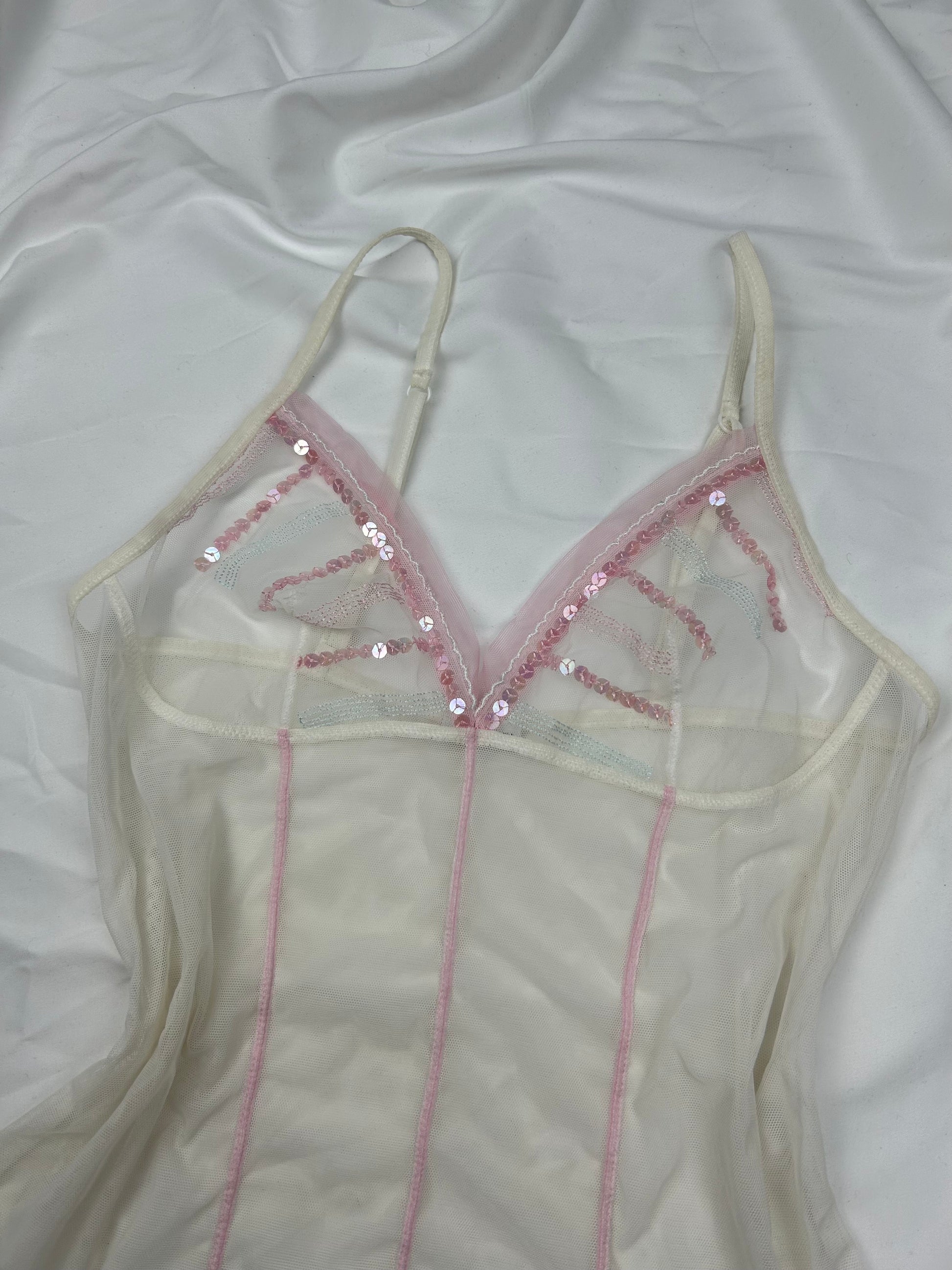 White mesh sequins cami top (M)
