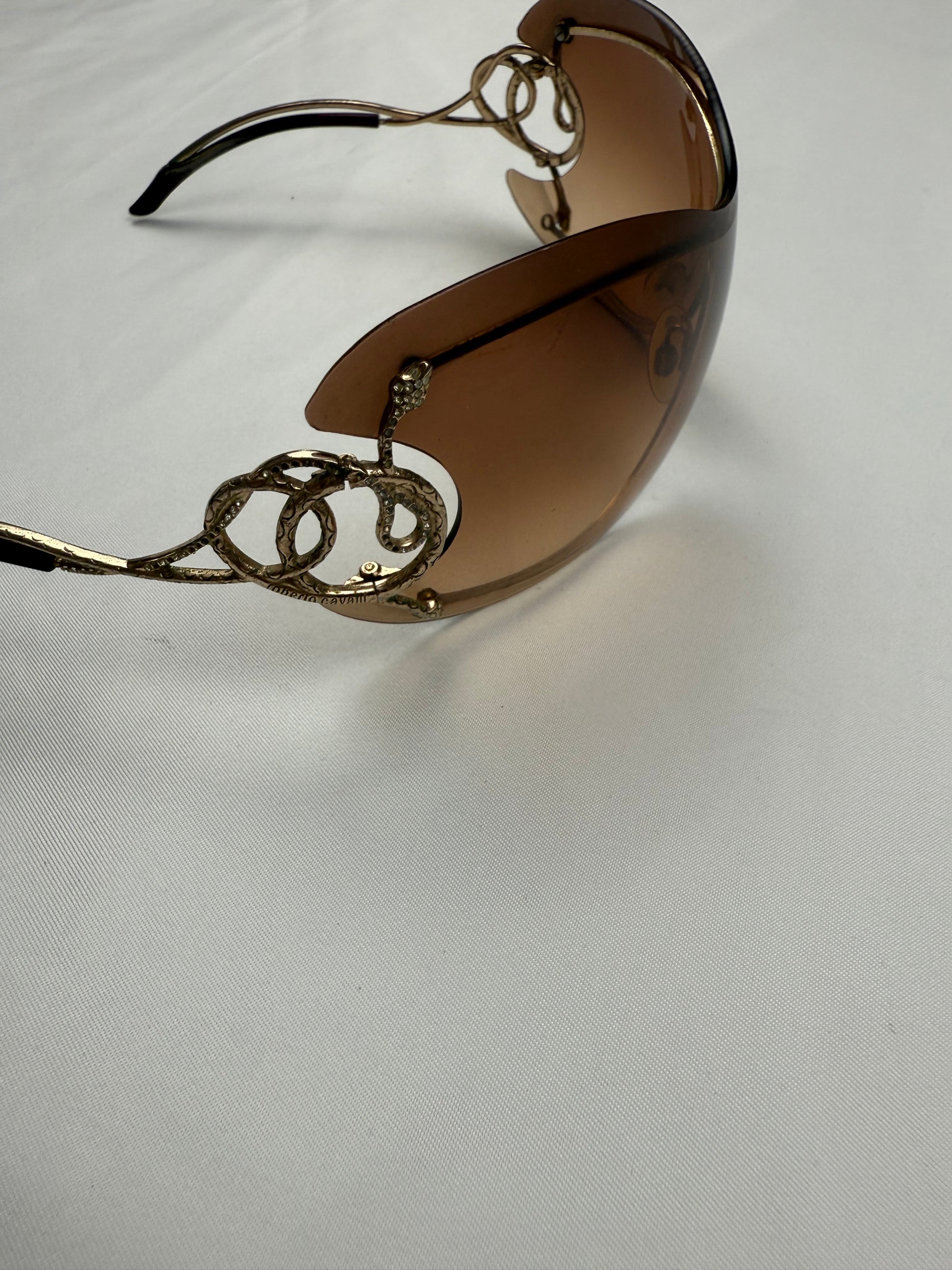 Gold snake 2000s shield sunglasses