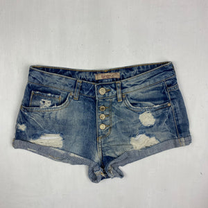 Blue denim low rise mini short (XS)