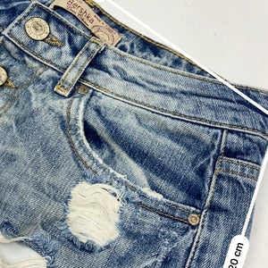 Blue denim low rise mini short (XS)