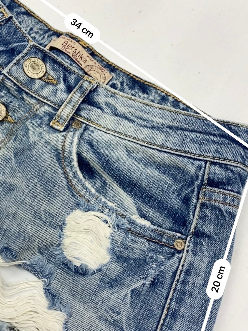 Blue denim low rise mini short (XS)