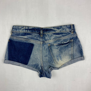 Blue denim low rise mini short (XS)