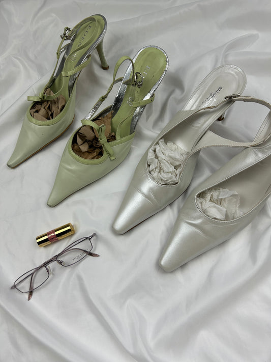 Gren pointed toes 100% real leather kitten heels shoes (38)