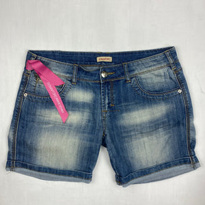 Blue denim low rise mini short (XL)