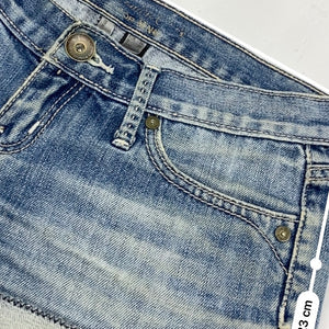 Blue denim low rise mini short (S)