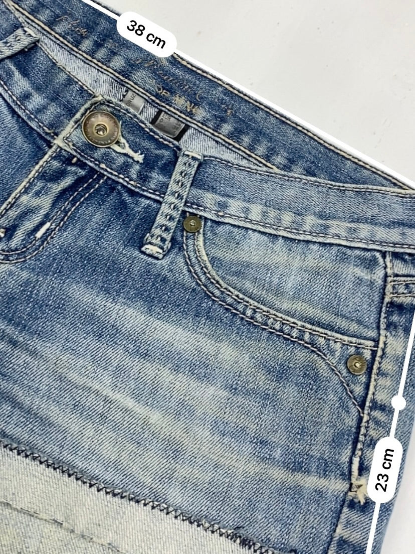 Blue denim low rise mini short (S)