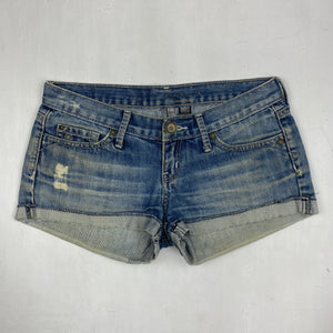 Blue denim low rise mini short (S)