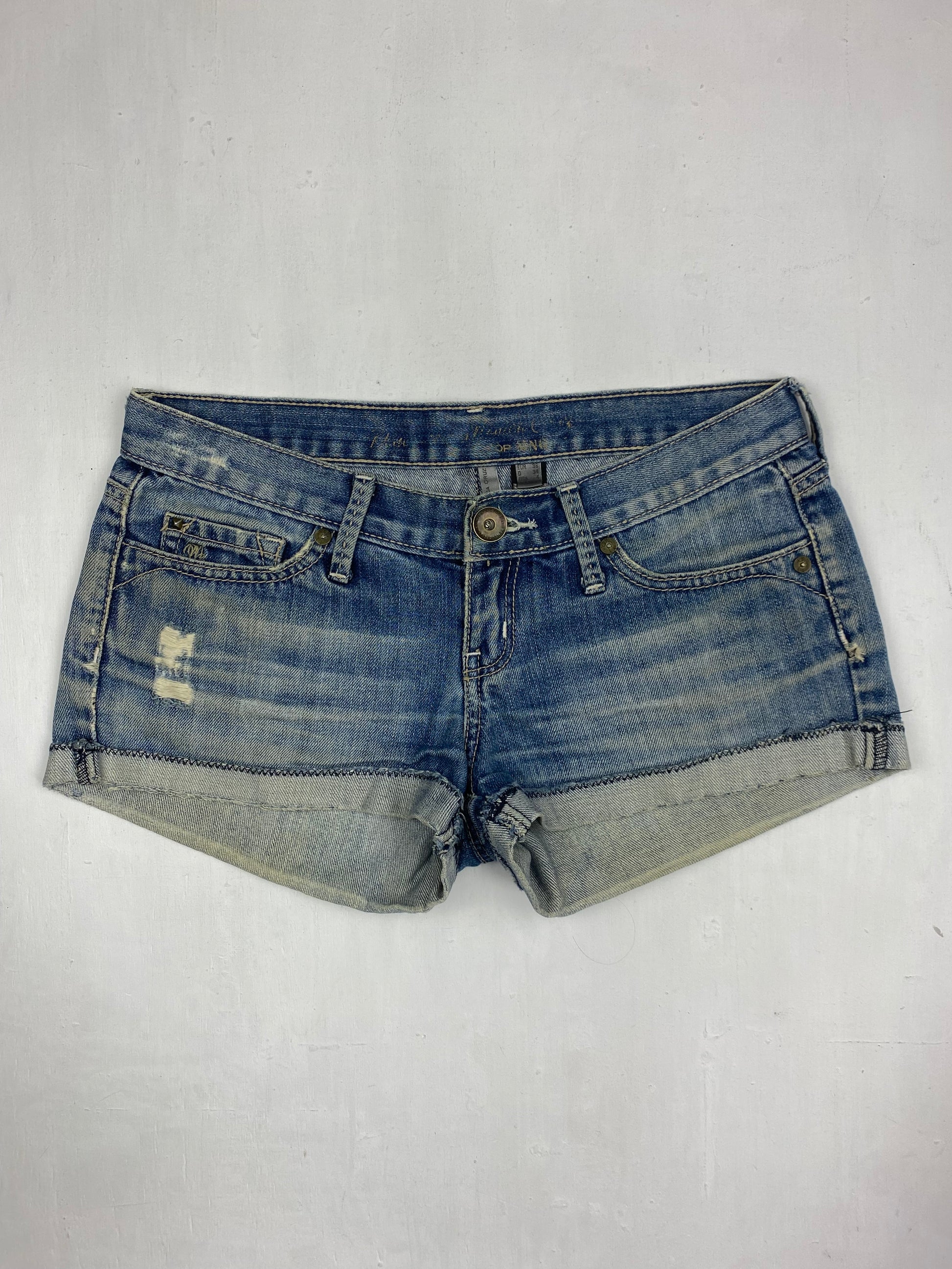 Blue denim low rise mini short (S)