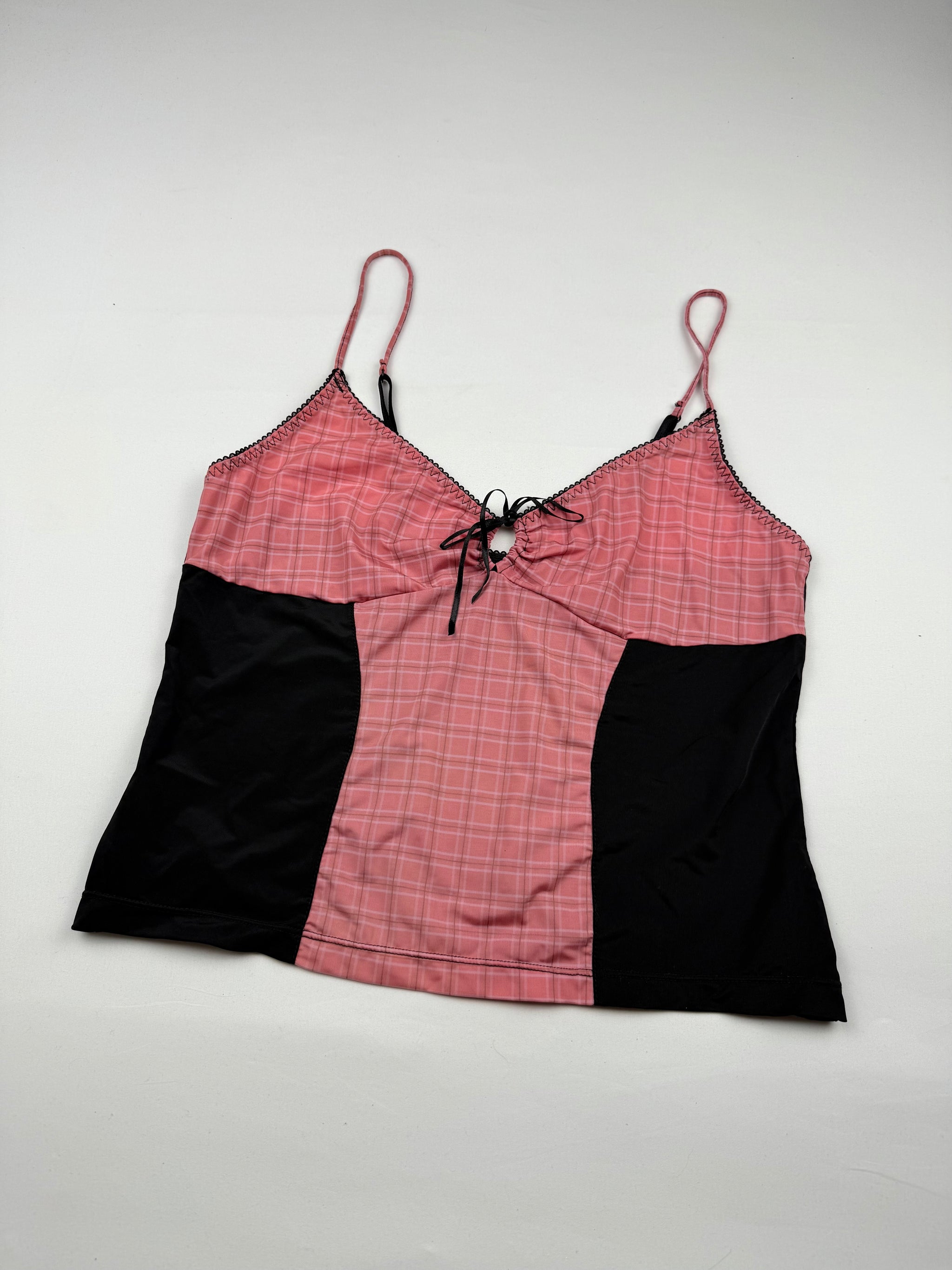 Pink check print cami top (L)