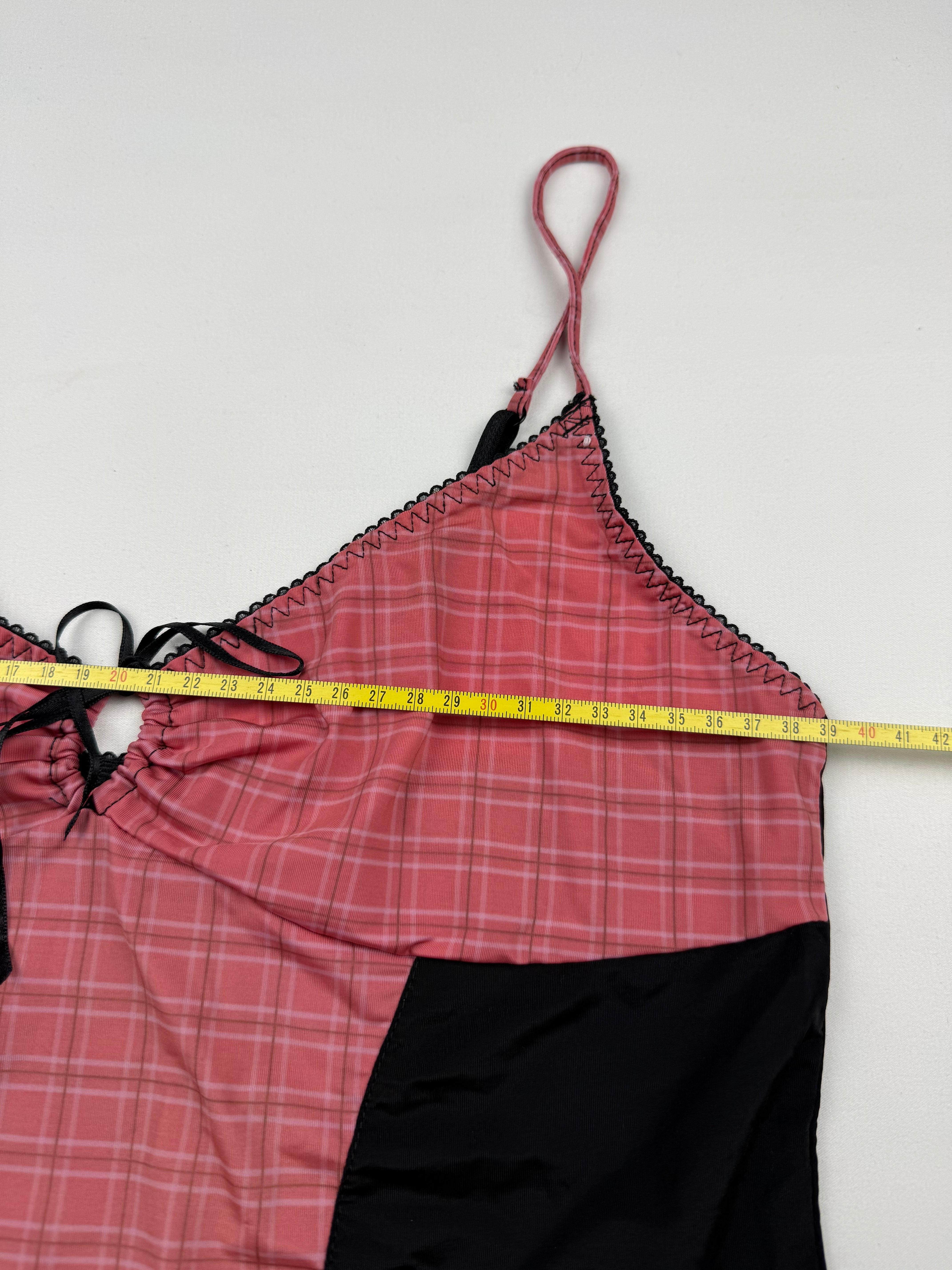 Pink check print cami top (L)