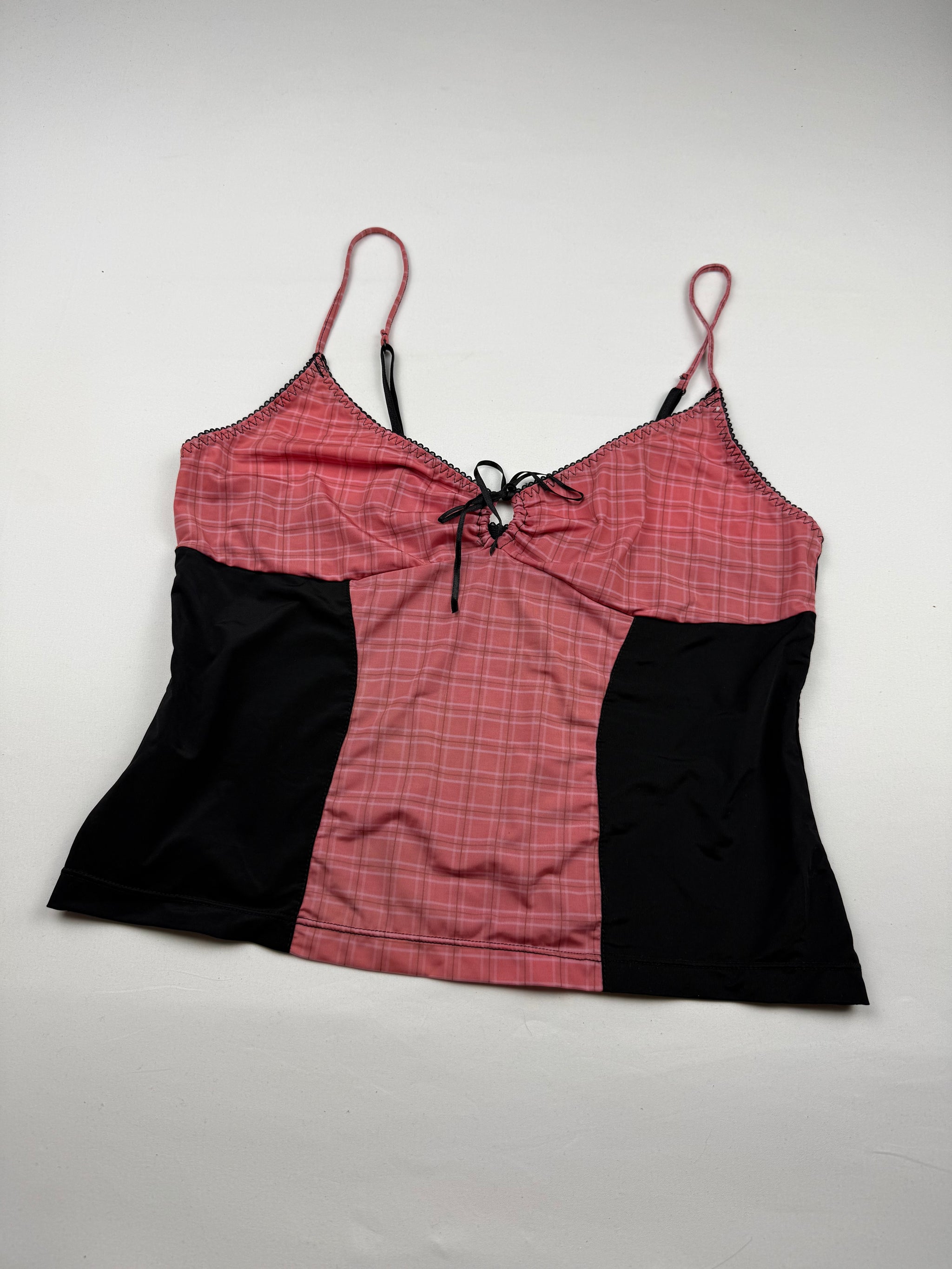 Pink check print cami top (L)