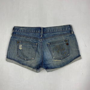 Blue denim low rise mini short (S)