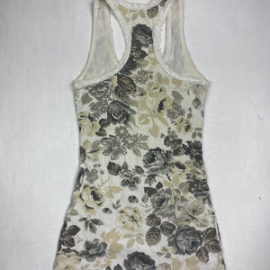 White cream graphic tank top (S)