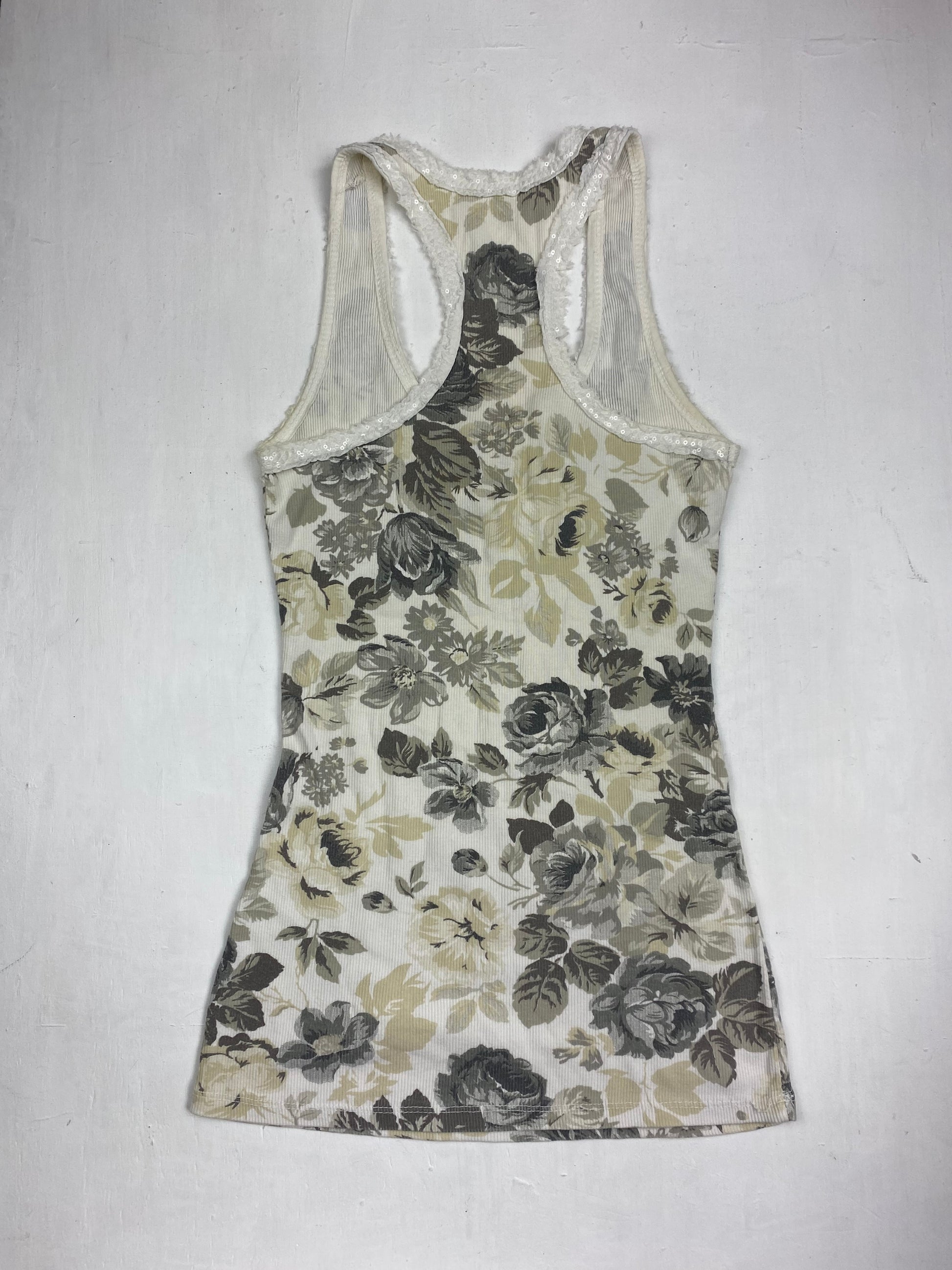 Beige graphic tank top (S)