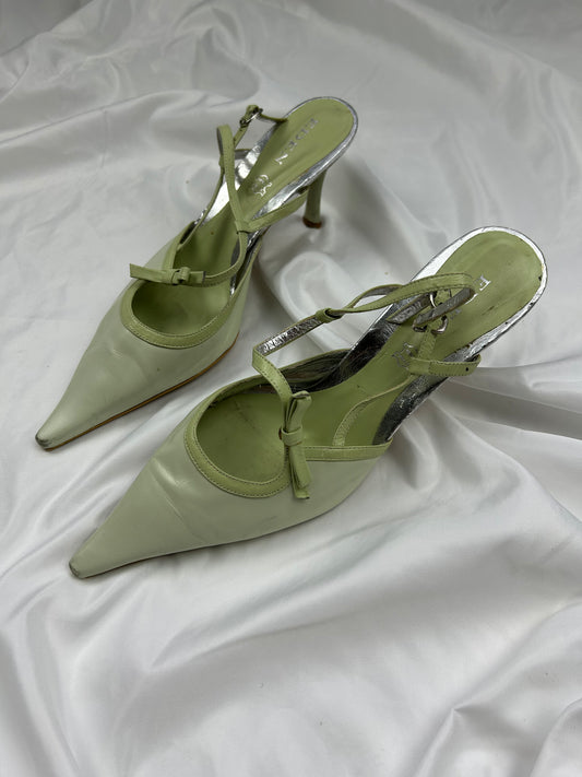 Gren pointed toes 100% real leather kitten heels shoes (38)