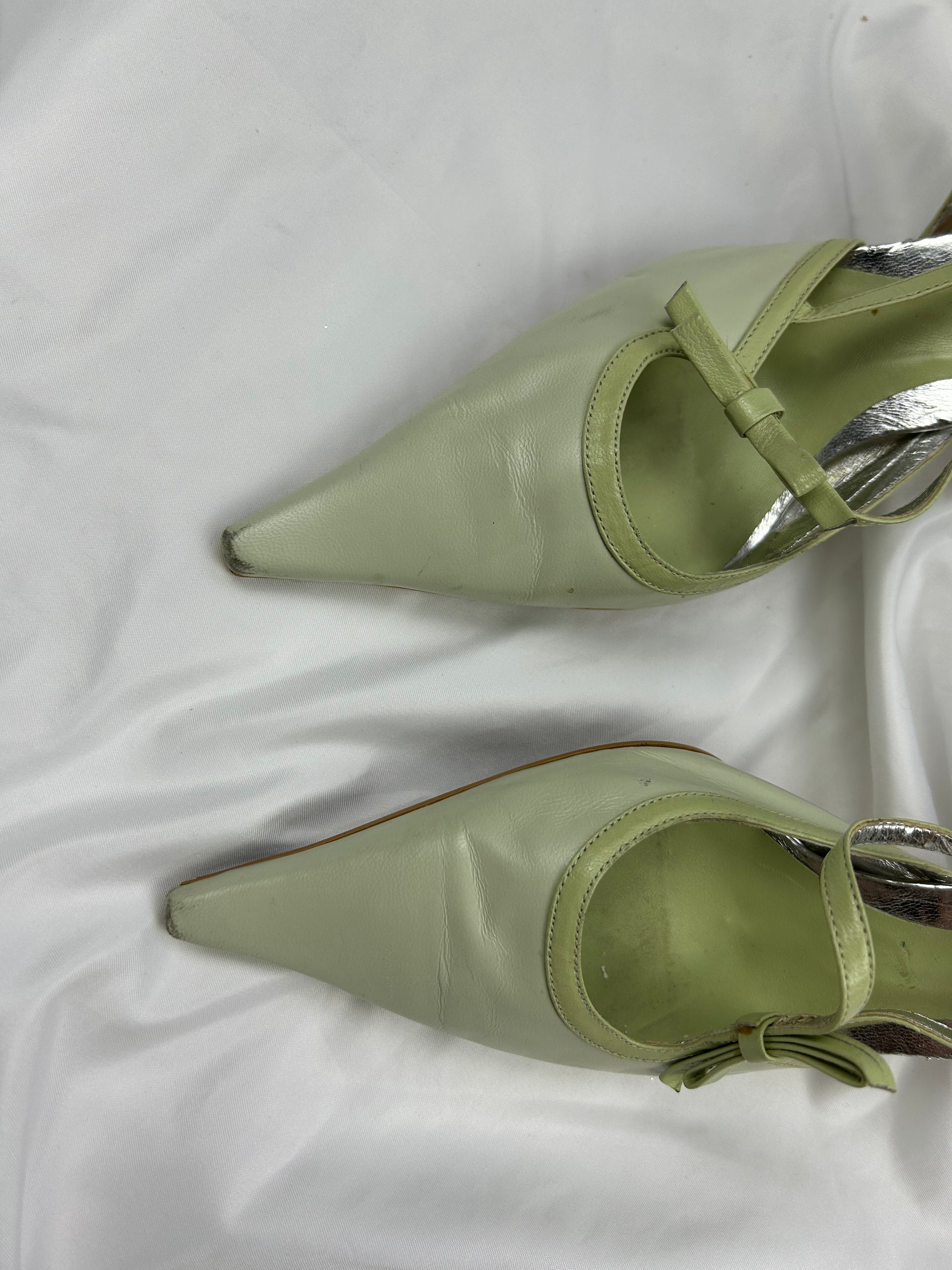 Gren pointed toes 100% real leather kitten heels shoes (38)
