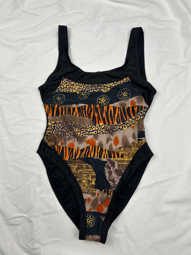 Black & beige graphic swimsuit body (S/M)