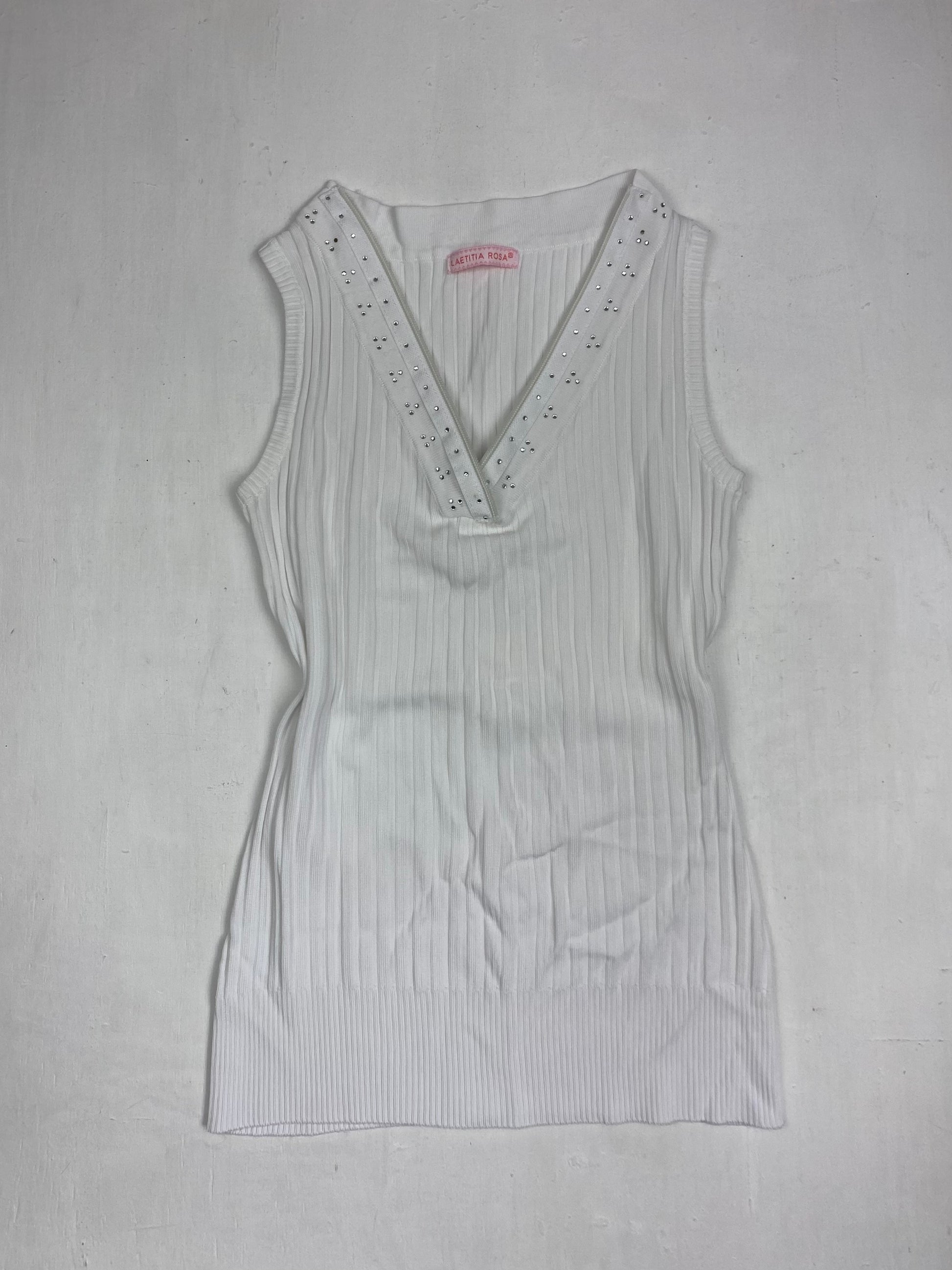 White zip up tank top (S)