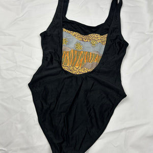 Black & beige graphic swimsuit body (S/M)