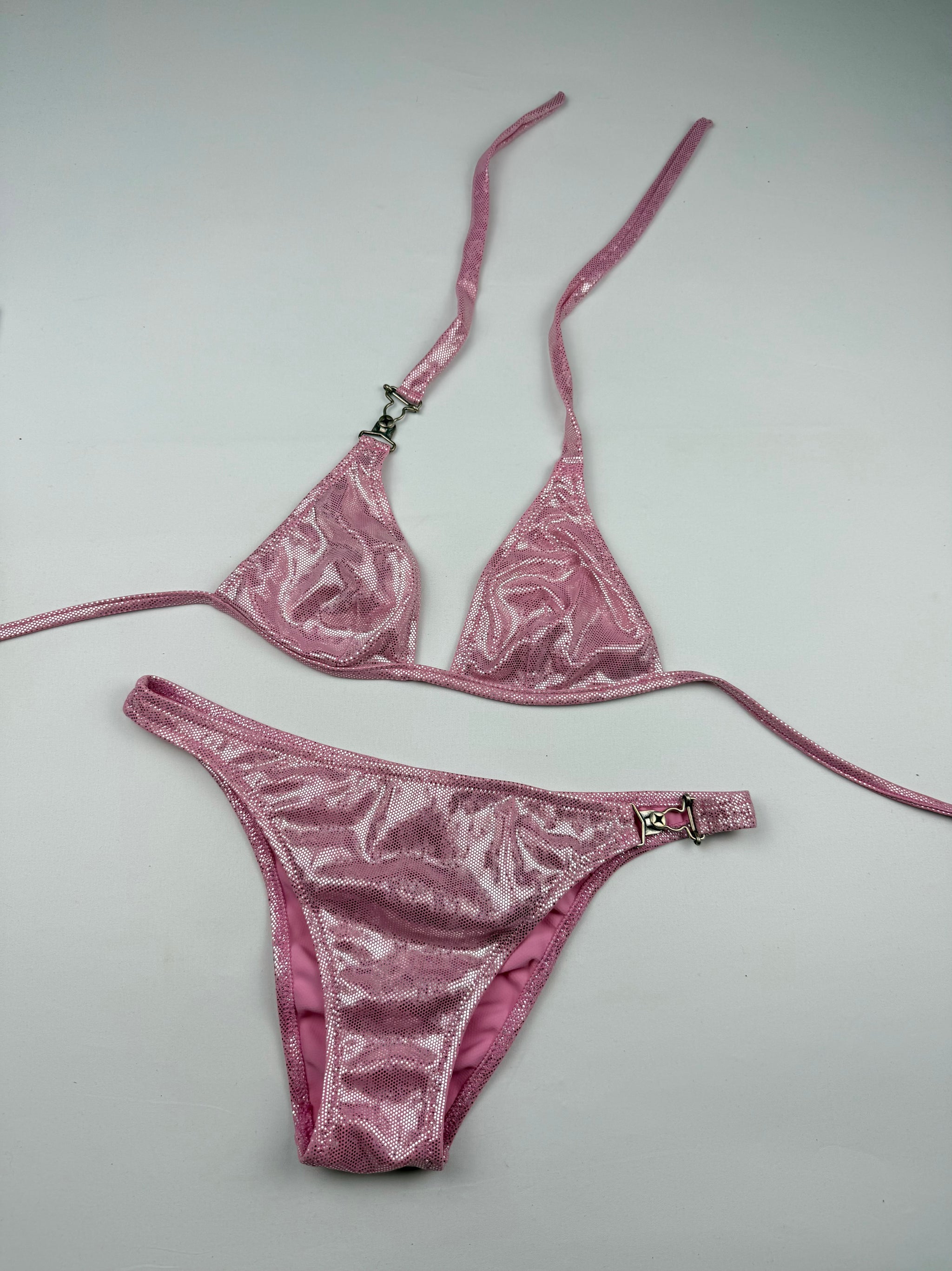 Baby pink shinny bikini set (S)