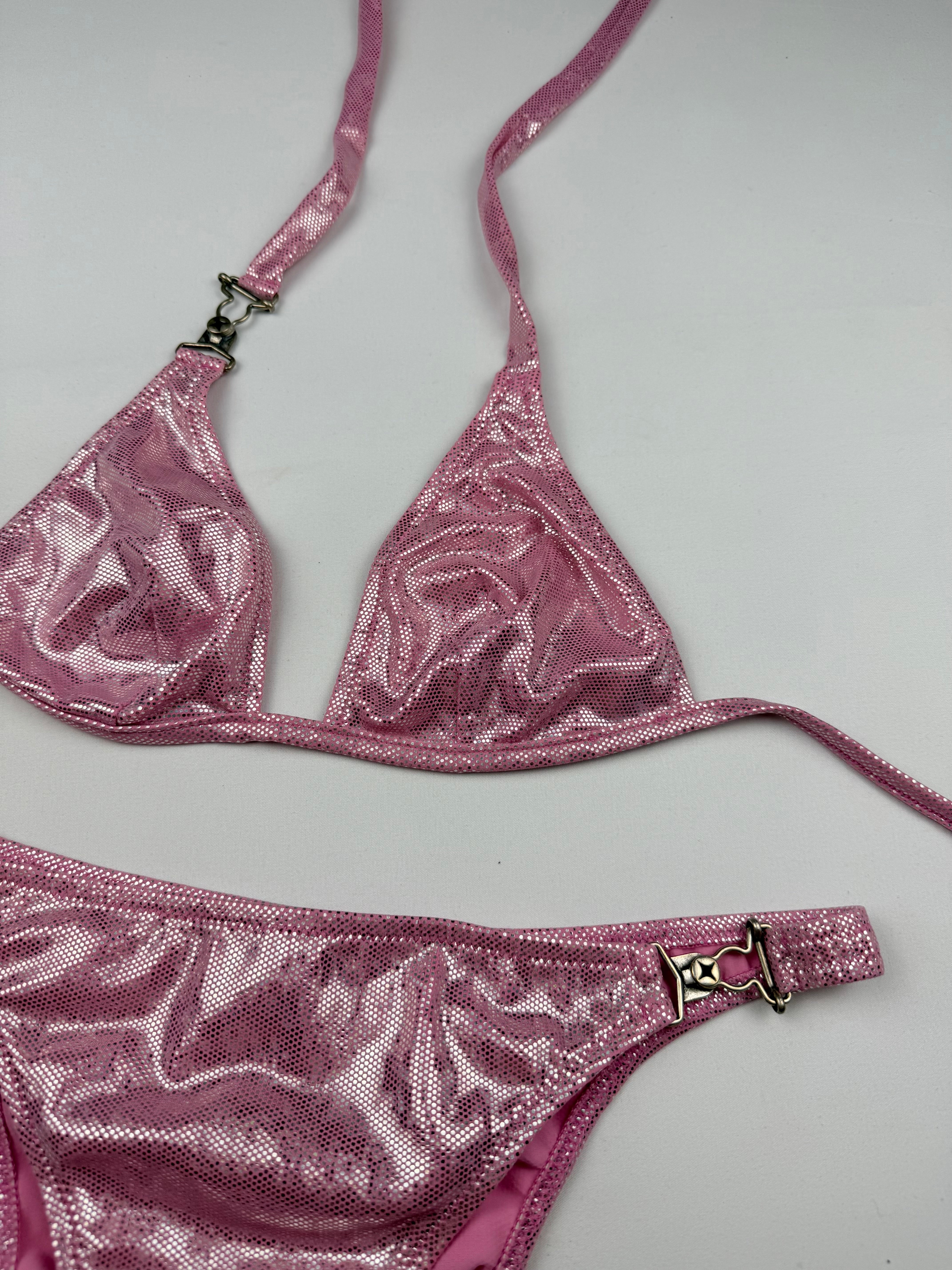 Baby pink shinny bikini set (S)
