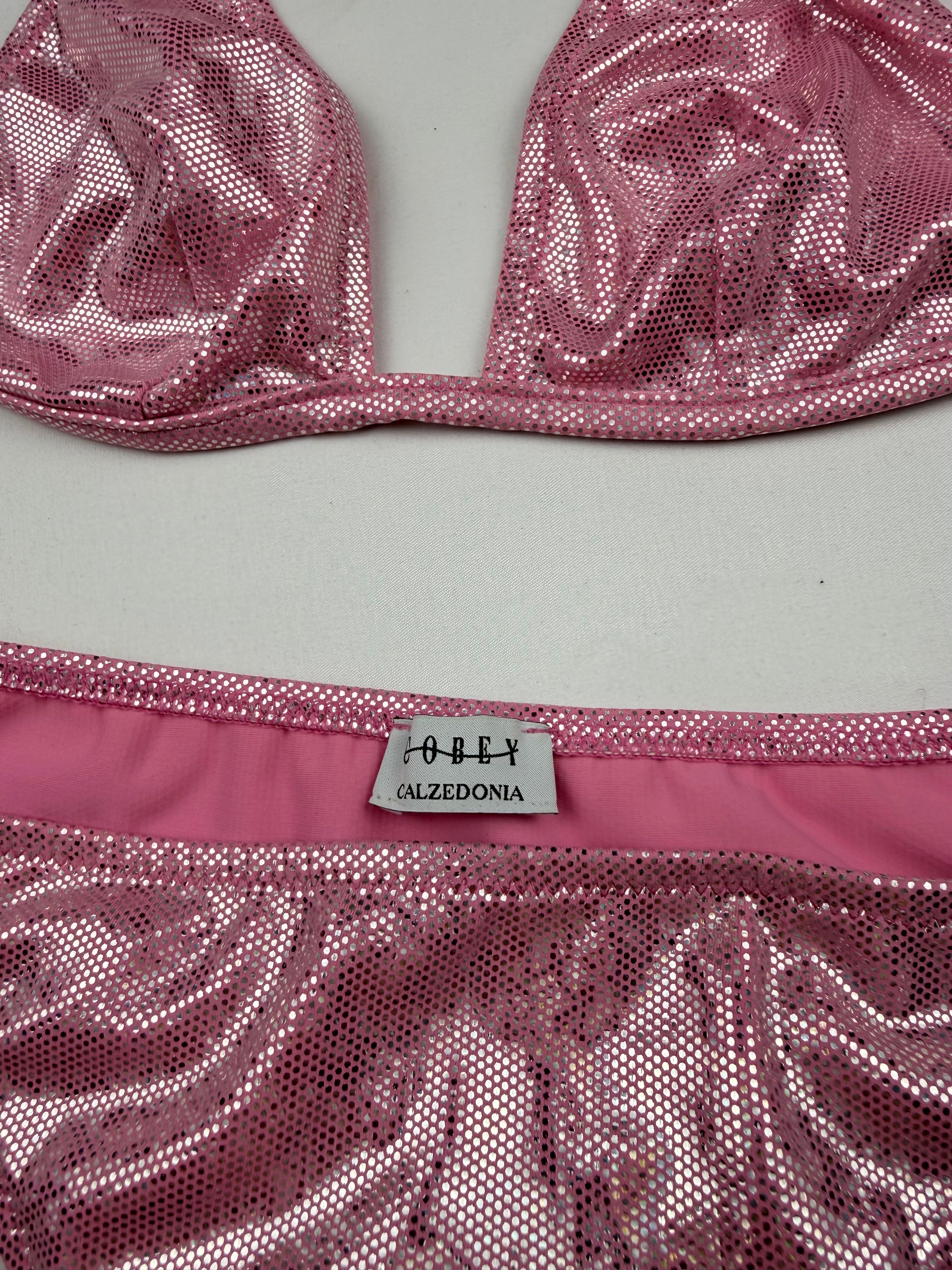 Baby pink shinny bikini set (S)