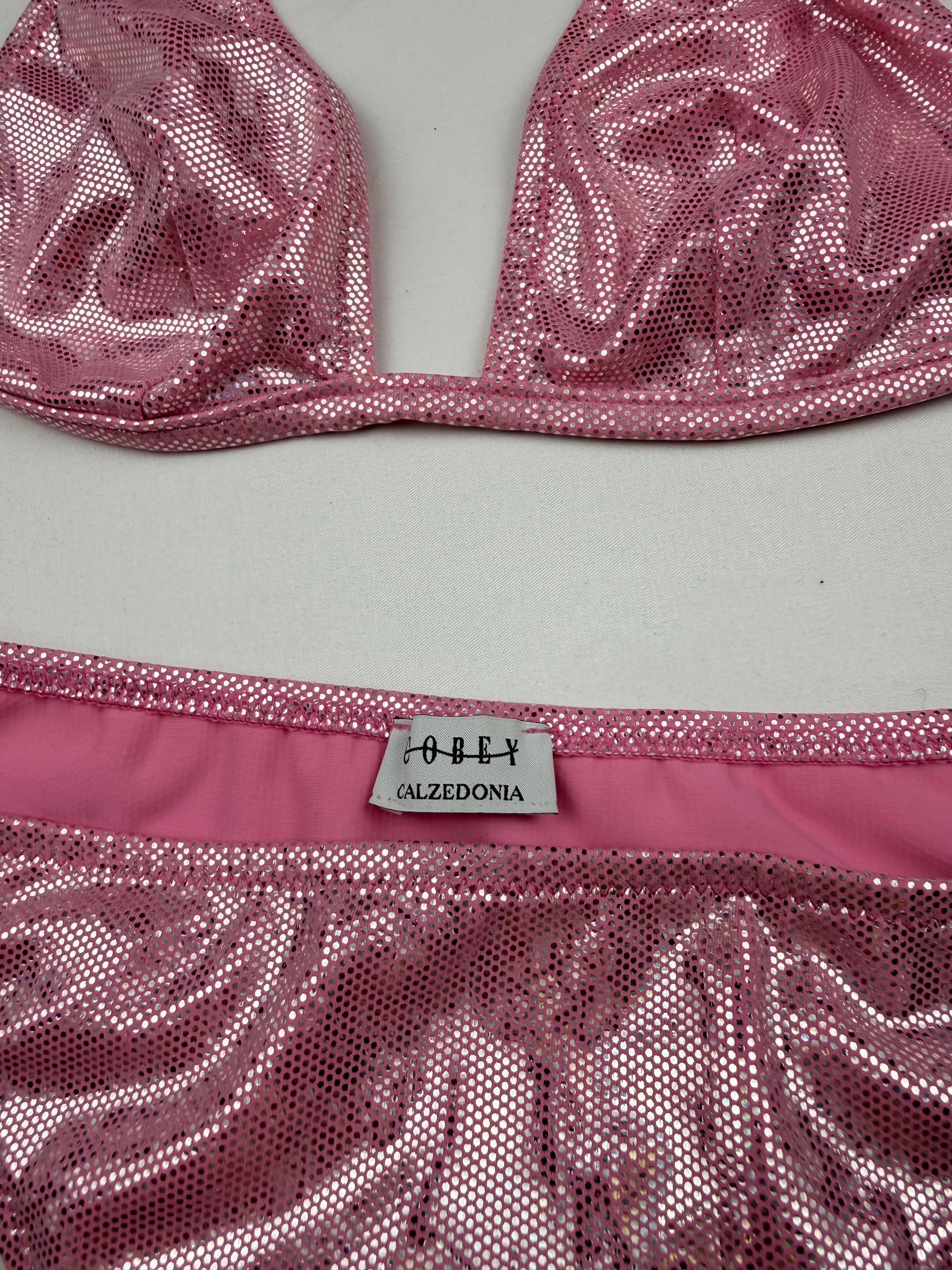 Baby pink shinny bikini set (S)