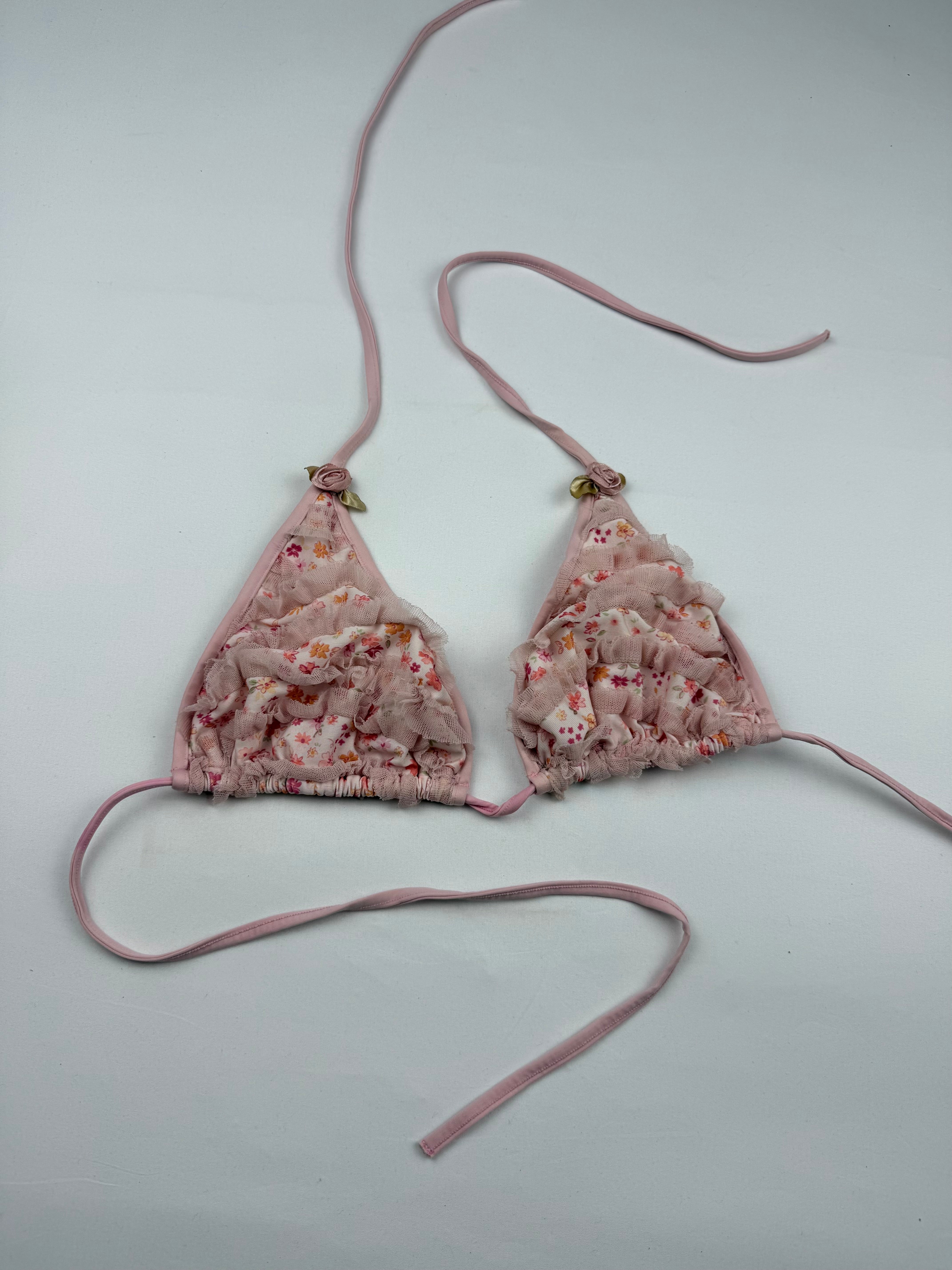 Baby pink tie up bikini top (M)