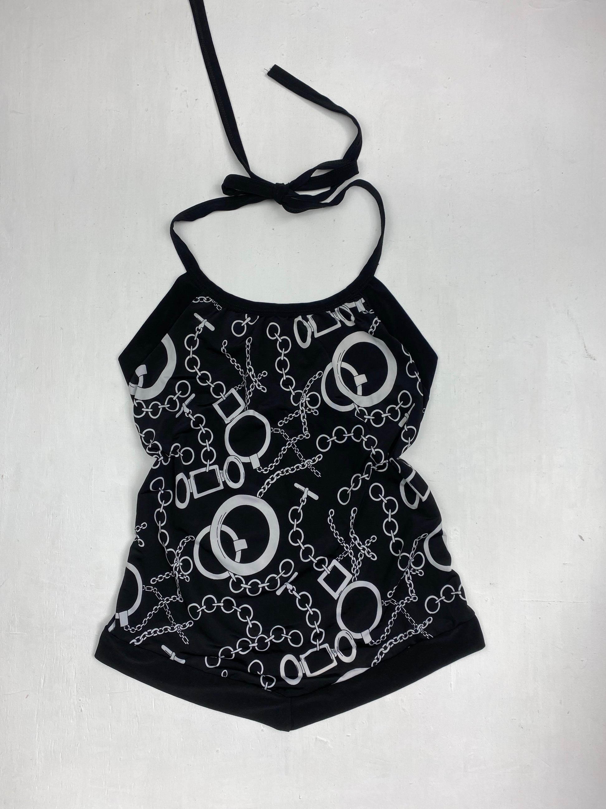 Black graphic halter top (S)