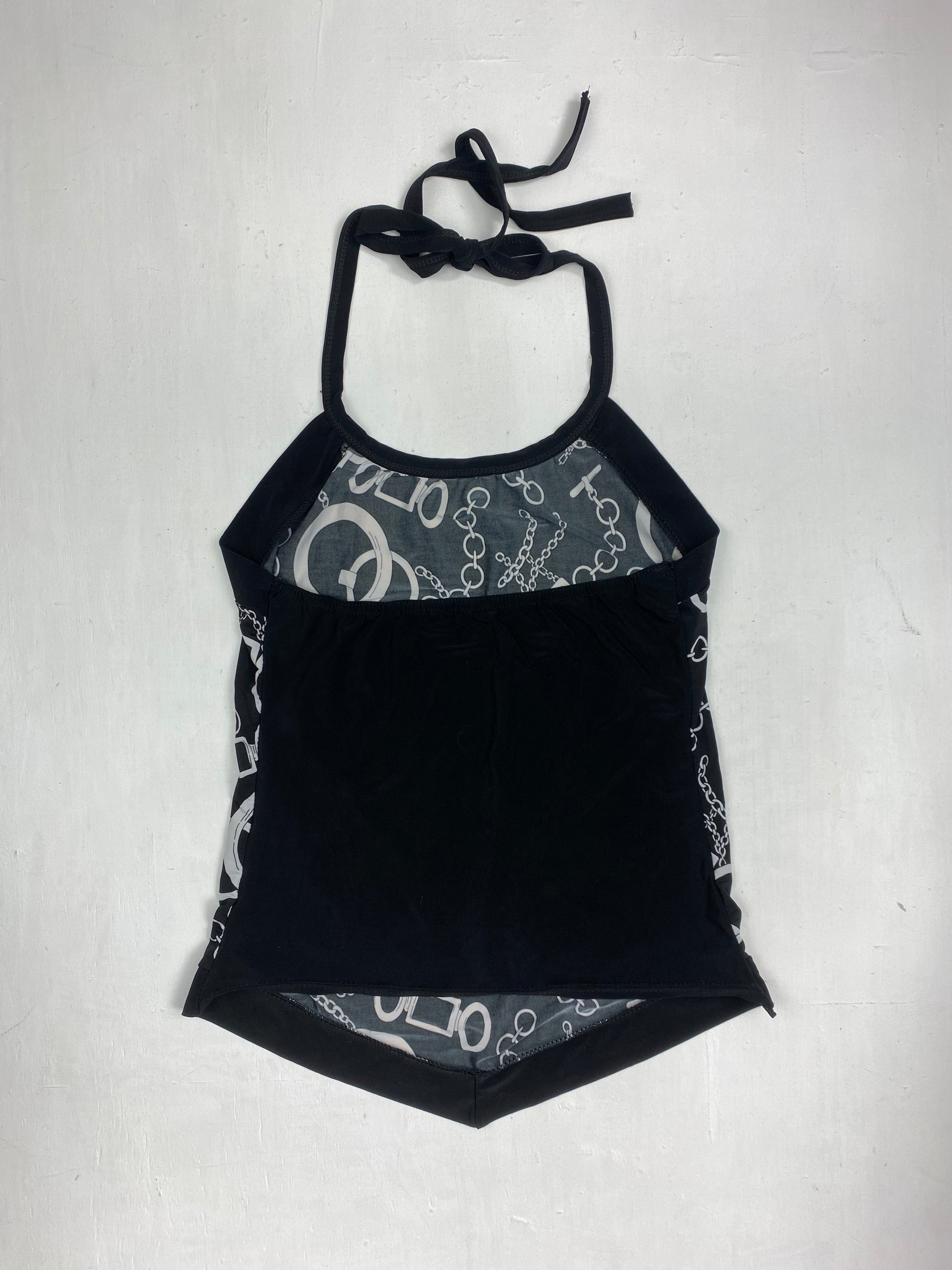 Black graphic halter top (S)