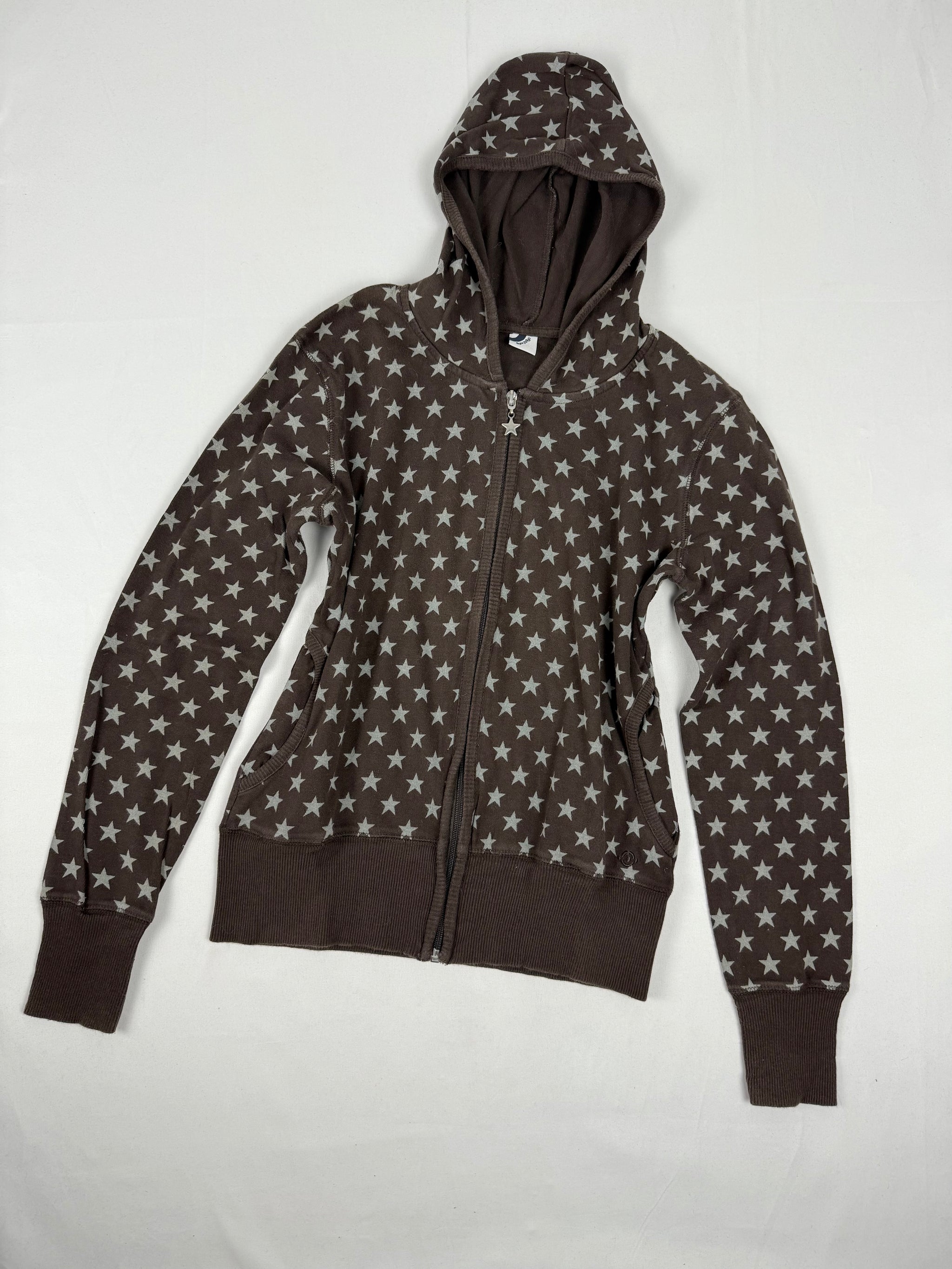 Brown graphic zip up hoodie (M/L)