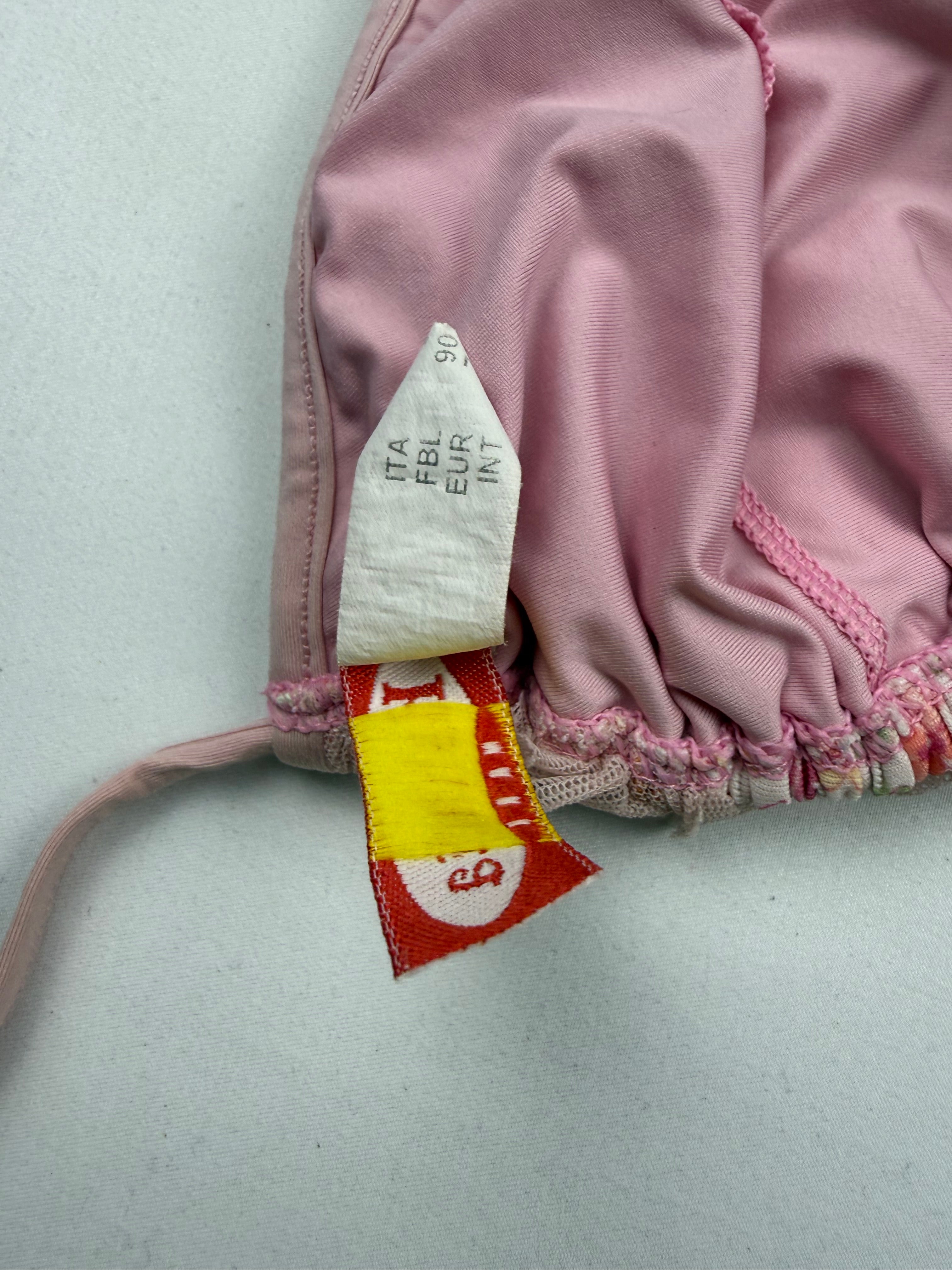 Baby pink tie up bikini top (M)