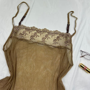 Beige mesh babydoll cami top (XL)