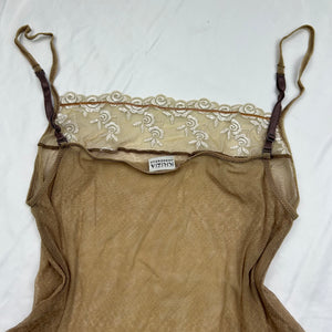 Beige mesh babydoll cami top (XL)
