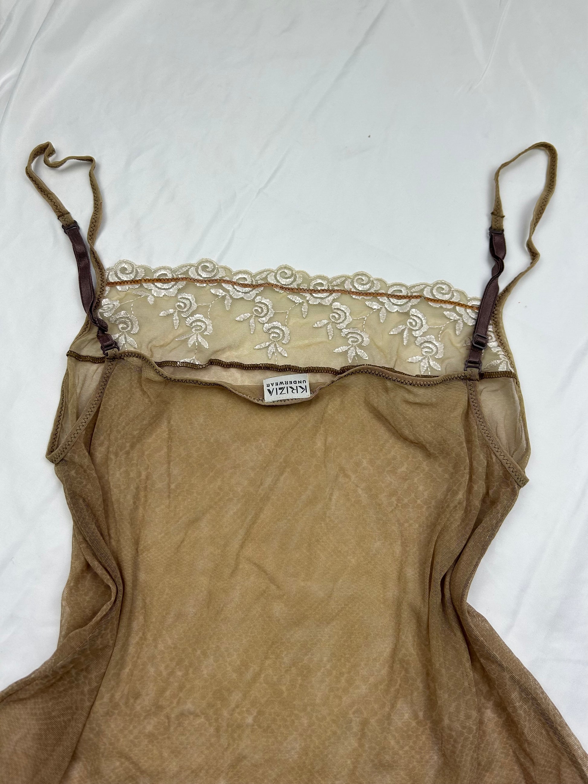Beige mesh babydoll cami top (XL)