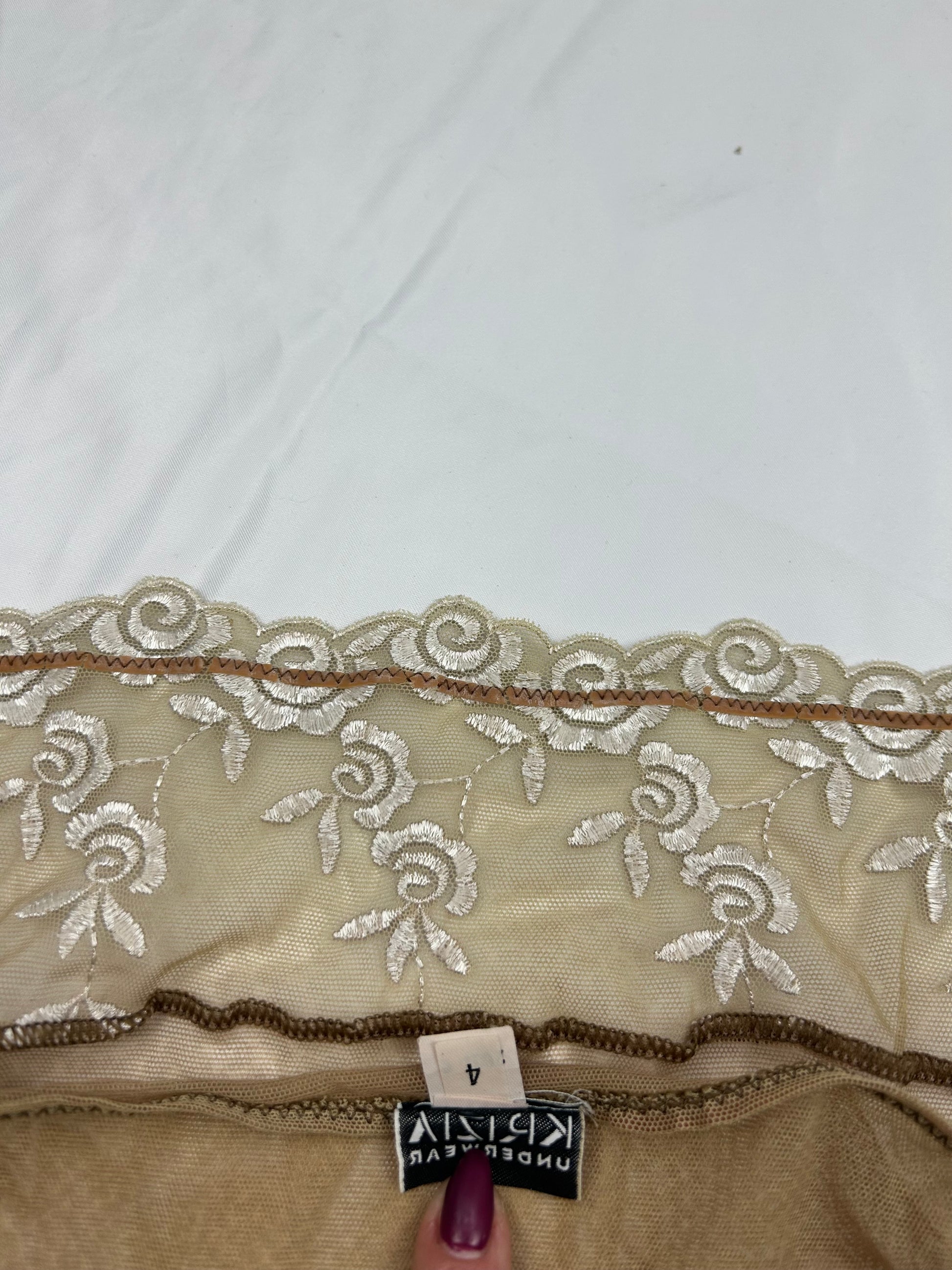 Beige mesh babydoll cami top (XL)