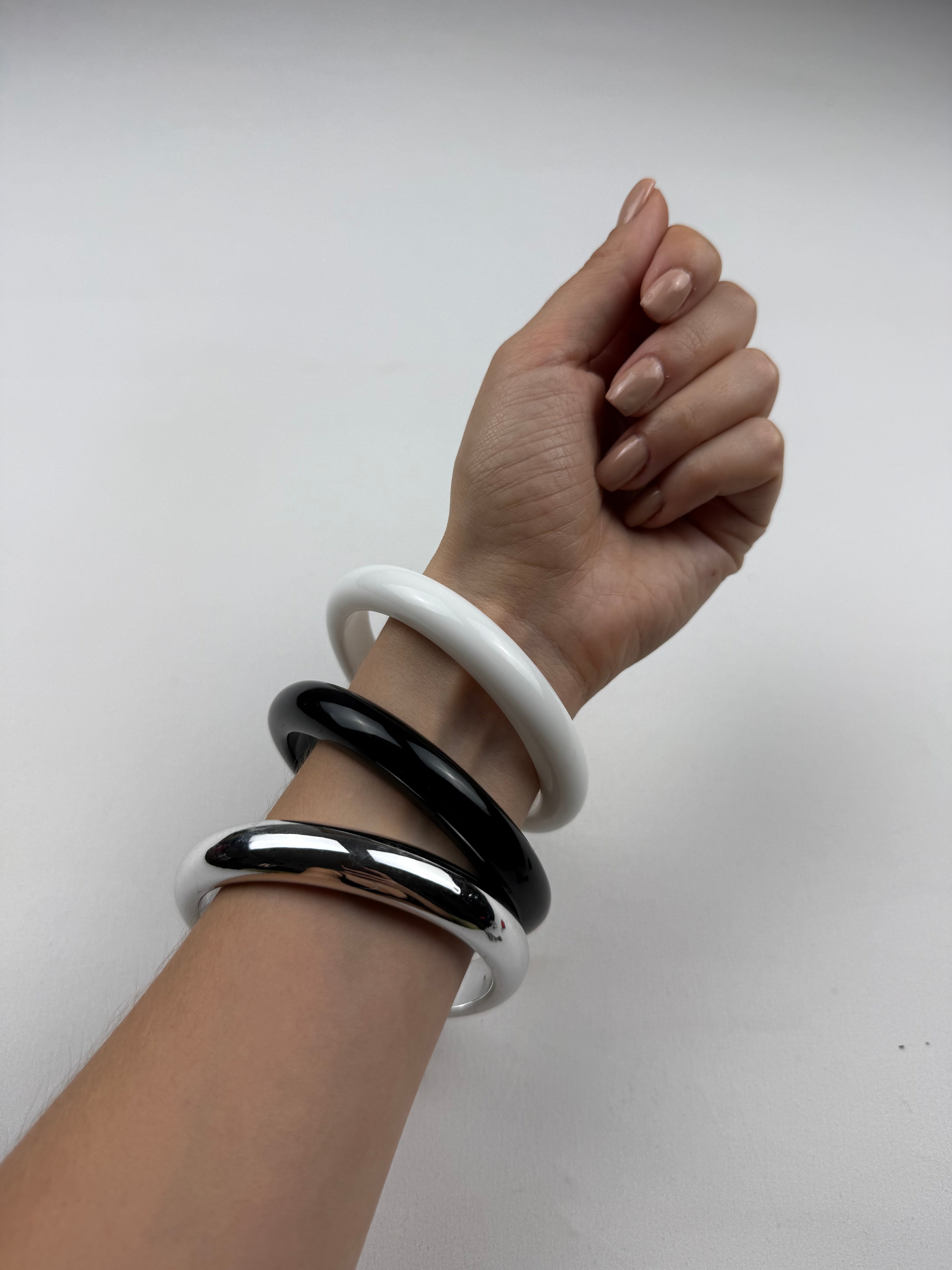 Set of 3 inox bangle bracelets