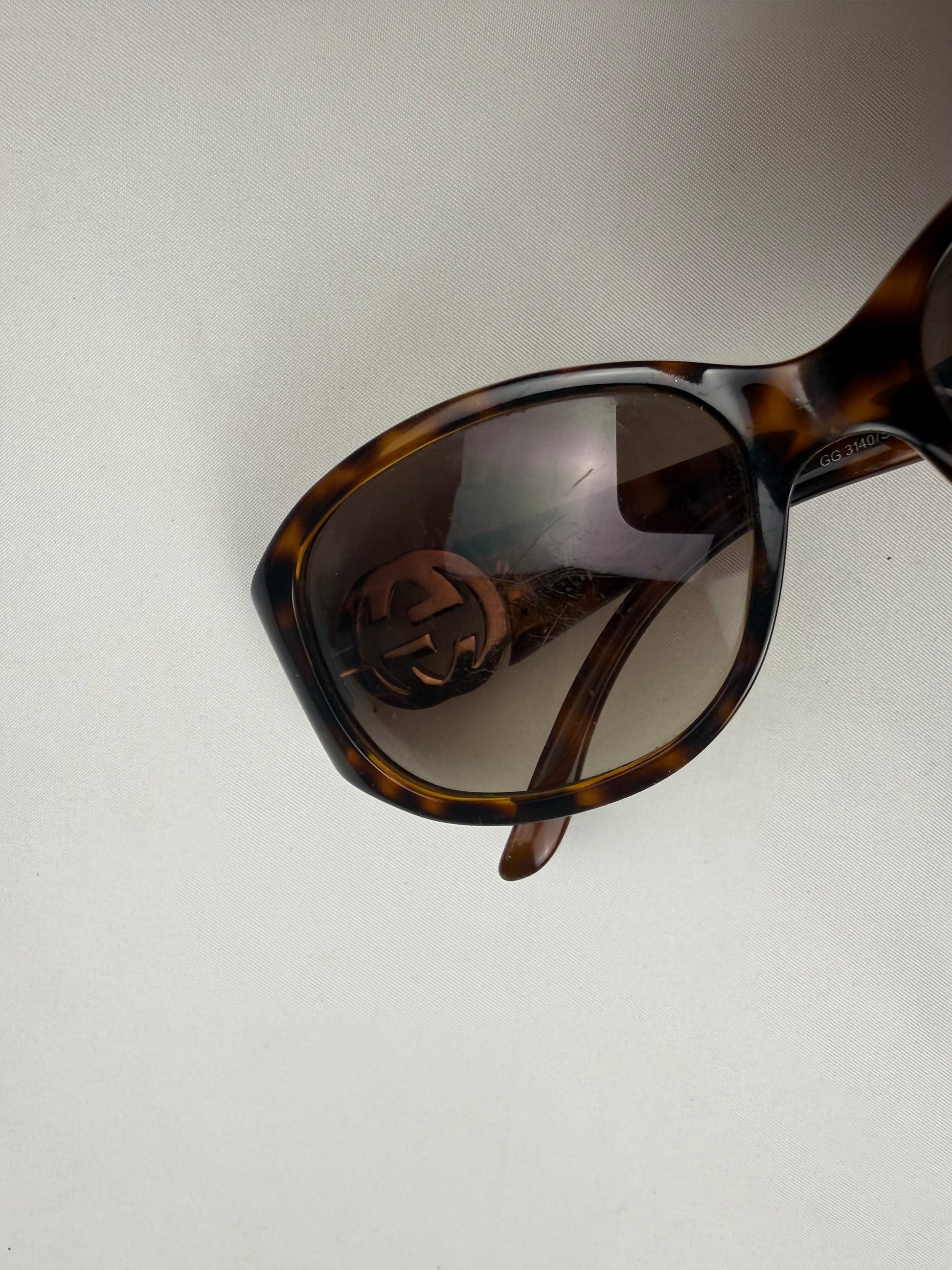 Brown 2000s gold logo sunglasses